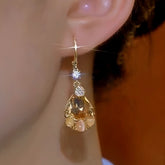 14K Gold-Plated Zircon Tear Drop Earrings - elegant Tear Drop Earrings