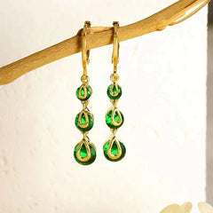 Angled view of the 14K Gold-Plated Zircon Teardrop Earrings