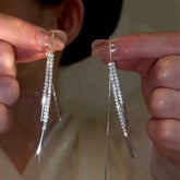 14K Gold-Plated Zircon Threader Earrings - elegant Zircon Threader Earrings