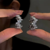 14K Gold-Plated Zircon Toothed Hoop Earrings - elegant Toothed Hoop Earrings