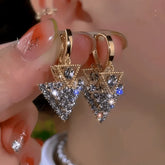 14K Gold-Plated Zircon Triangular Diamond Earrings - elegant Triangular Diamond Earrings