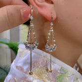 14K Gold-Plated Zircon Water Drop Ear Hook Tassel Earrings - elegant Tassel Earrings