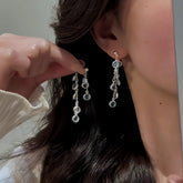 14K Gold-Plated Zircon Water Drop Tassel Earrings - elegant Tassel Earrings
