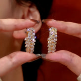 14K Gold-Plated Zircon Wheat Earrings - elegant Zircon Wheat Earrings