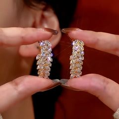14K Gold-Plated Zircon Wheat Earrings - elegant Zircon Wheat Earrings