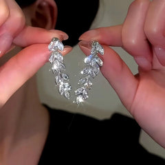 14K Gold-Plated Zircon Wheat Tassel Earrings - elegant Wheat Tassel Earrings