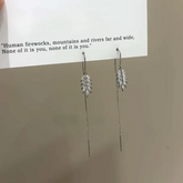 14K Gold-Plated Zircon Wheat Threader Earrings - elegant Wheat Threader Earrings