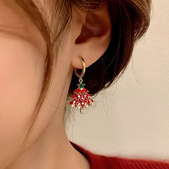14K Gold-plated Christmas Diamond Zircon Christmas Tree Earrings - elegant Zircon Christmas Tree Earrings