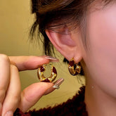 14K Gold-plated Color Matching Hoop Earrings - elegant Color Matching Hoops