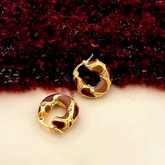 Angled view of the 14K Gold-plated Color Matching Hoop Earrings