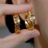 14K Gold-plated Diamond Hoop Earrings - elegant Diamond Hoop Earrings