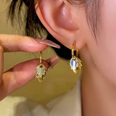 14K Gold-plated Double Leaf Earrings - elegant Double Leaf Earrings