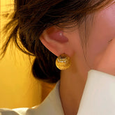 14K Gold-plated Elegant Brushed C-Shaped Earrings - elegant Brushed C-Shaped Earrings