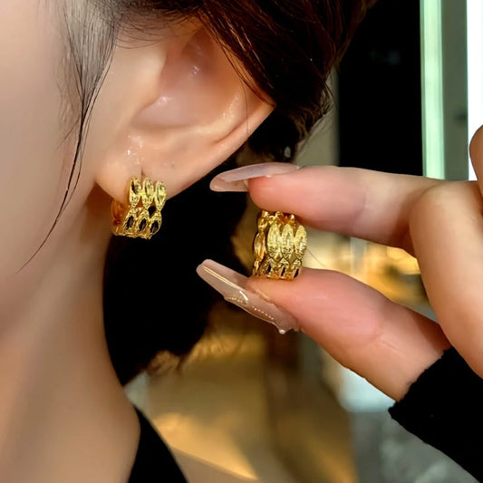 14K Gold-plated Elegant Three-Layer Hoop Earrings - elegant Three-Layer Hoops