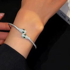 Full view of the elegant 14K Gold-plated Exquisite Zircon Double Snake Bracelets