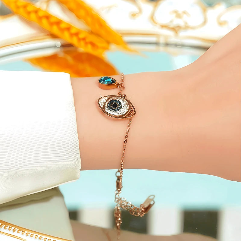 14K Gold-plated Exquisite Zircon Dream Blue Angel Eye Bracelet - chic Angel Eye Bracelet