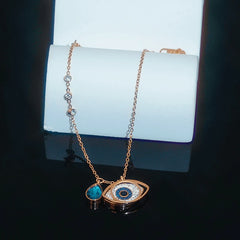 Full view of the elegant 14K Gold-plated Exquisite Zircon Dream Blue Angel Eye Bracelet