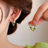 14K Gold-plated Green Heart Earrings - elegant Emerald Heart Earrings