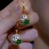 14K Gold-plated Green Zircon Earrings - elegant Teardrop Zircon Earrings