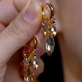 14K Gold-plated Luxury Brown Crystal Earrings - elegant Brown Crystal Drops