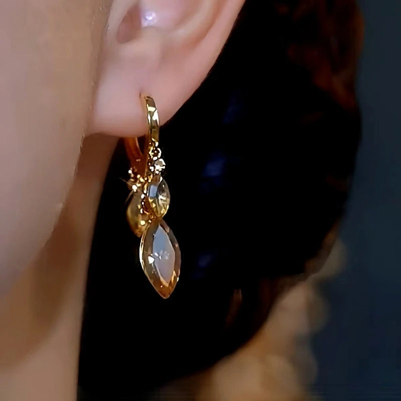 Close-up detail of the sparkling zircons and plating on the Brown Crystal Drops