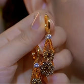 14K Gold-plated Luxury Diamond Flower Earrings - elegant Diamond Flower Earrings