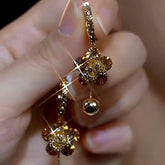 14K Gold-plated Luxury Diamond Flower Earrings - elegant Diamond Flower Earrings