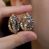 14K Gold-plated Luxury Diamond Hoop Earrings - elegant Silver Diamond Hoops