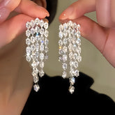 14K Gold-plated Luxury Diamond Tassel Earrings - elegant Diamond Tassel Earrings