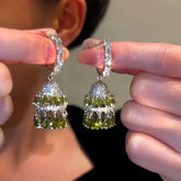 14K Gold-plated Luxury Diamond Tassel Wind Chime Hollow Earrings - elegant Wind Chime Earrings