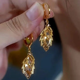 14K Gold-plated Luxury Jade Crystal Earrings - elegant Jade Crystal Earrings