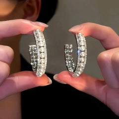 Close-up detail of the sparkling zircons and plating on the Simple Hoop Earrings