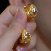 14K Gold-plated Luxury Yellow Diamond Earrings - elegant Yellow Diamond Earrings