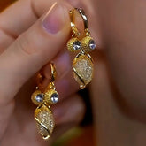 14K Gold-plated Luxury Zircon Mesh Drop Earrings - elegant Zircon Mesh Drop