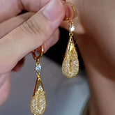 14K Gold-plated Mesh Water Drop Earrings - elegant Mesh Water Drop