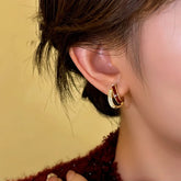 14K Gold-plated Red Oil-Drop Earrings - elegant Red and Gold Earrings