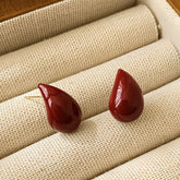 14K Gold-plated Red Water Drop Earrings - elegant Red Teardrop Earrings
