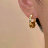 14K Gold-plated Red Zircon Hoop Earrings - elegant Zircon Hoop Earrings