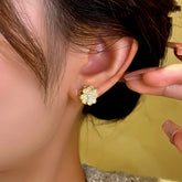 14K Gold-plated Rotating Lucky Clover Earrings - elegant Rotating Clover Earrings