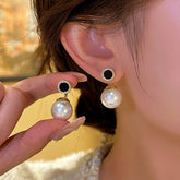 14K Gold-plated Two-Piece Bead Earrings - elegant Bead Jacket Earrings