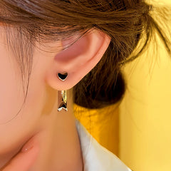 14K Gold-plated Two-Piece Heart Earrings - elegant Heart Jacket Earrings