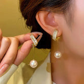 14K Gold-plated Zircon Bead Tassel Earrings - elegant Bead Tassel Earrings