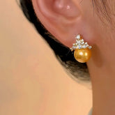 14K Gold-plated Zircon Crown Stud Earrings - elegant Crown Stud Earrings
