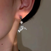 14K Gold-plated Zircon Fishtail Pearl Earrings - elegant Fishtail Pearl Earrings