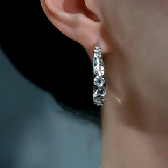 Close-up detail of the sparkling zircons and plating on the Pave Zircon Hoops