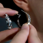14K Gold-plated Zircon Hoop Earrings - elegant Pave Zircon Hoops