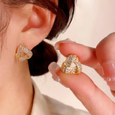 14K Gold-plated Zircon Triangle Stud Earrings - elegant Triangle Stud Earrings