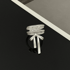 Top-down view of the sparkling Dainty Gold Bow Ring | 14K Gold Plated Adjustable