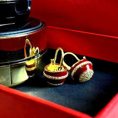 Angled view of the 14K Gold Plated Diamond Basket Earrings