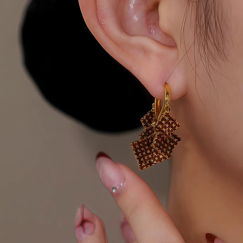 14K Gold Plated Diamond Tassel Earrings - elegant gold tassel earrings